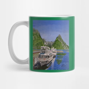 Cruise ships in Milford Sound, New Zealand Mug